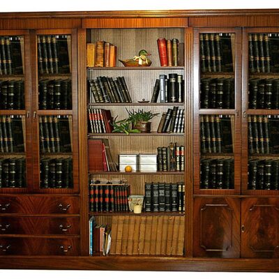 Three Unit Glazed Traditional Handmade English Bookcase