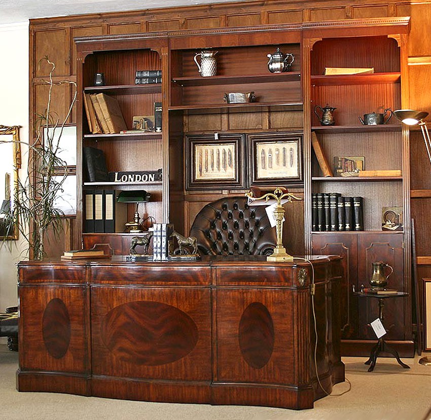 Three Piece Handmade Traditional English Mahogany Bookcase 250cm