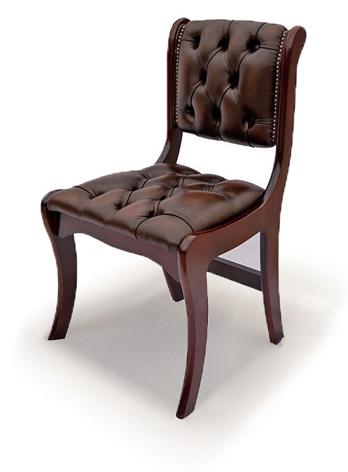 Scroll Leather Side Chair