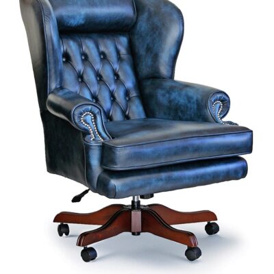 Chairman's Executive Leather English Chesterfield Swivel Chair