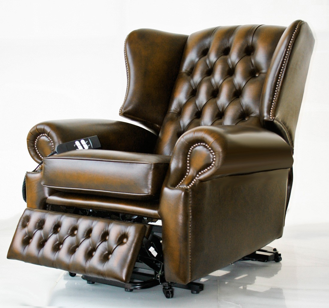 Traditional Leather Recliner Wing Chair