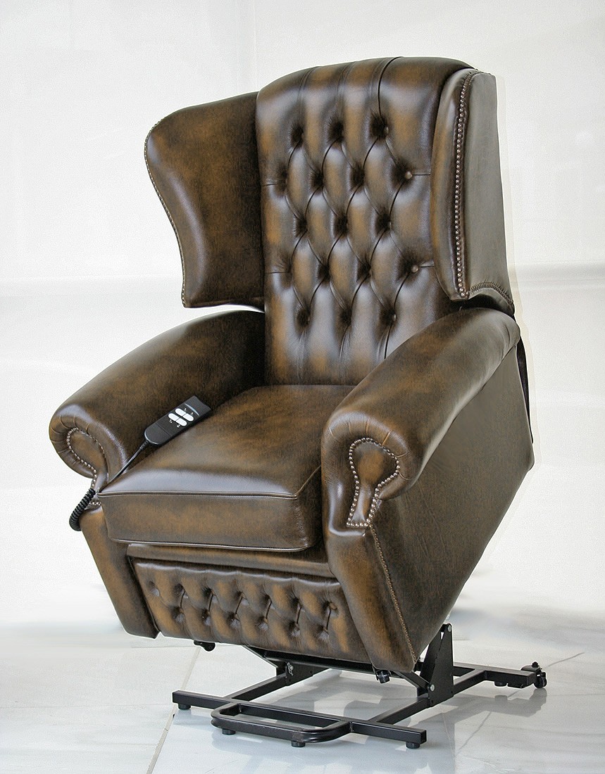 Traditional Leather Recliner Wing Chair