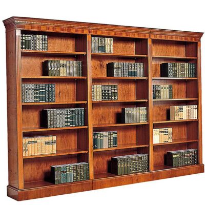 Three Unit Open Traditional Handmade English Bookcase