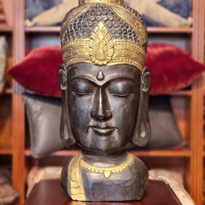 Buddha Black and Gold Hand Carved Head Mask