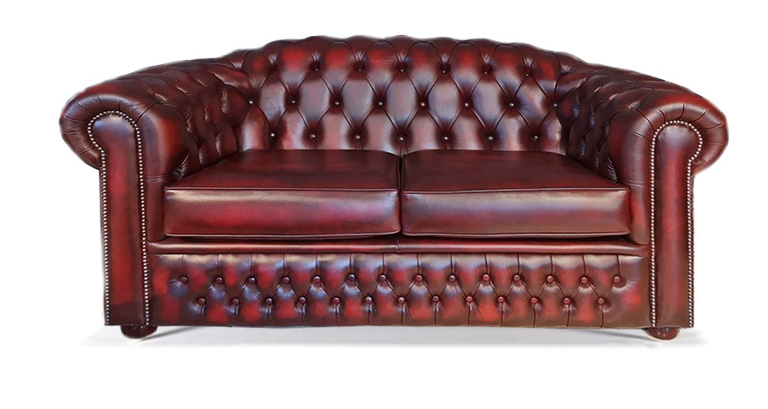 Highlander 2 seat Chesterfield English Leather Sofa