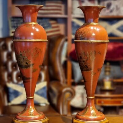 Tole Red Chinoisserie Handmade Traditional Vase