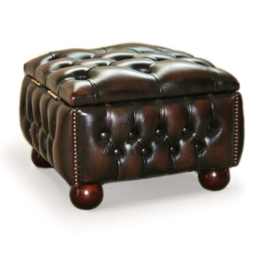Box Handmade Chesterfield Leather Stool