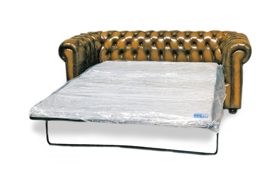 Chesterfield Traditional Handmade Leather Sofa Bed