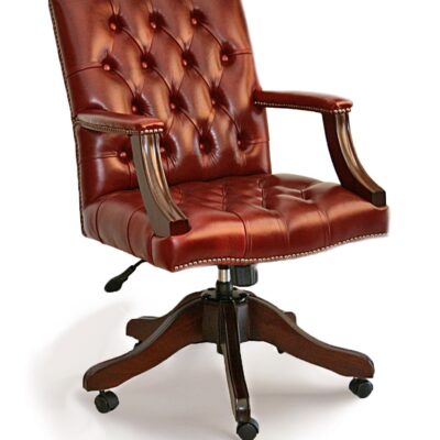 Richmond Traditional Handmade English Leather Chesterfield Swive
