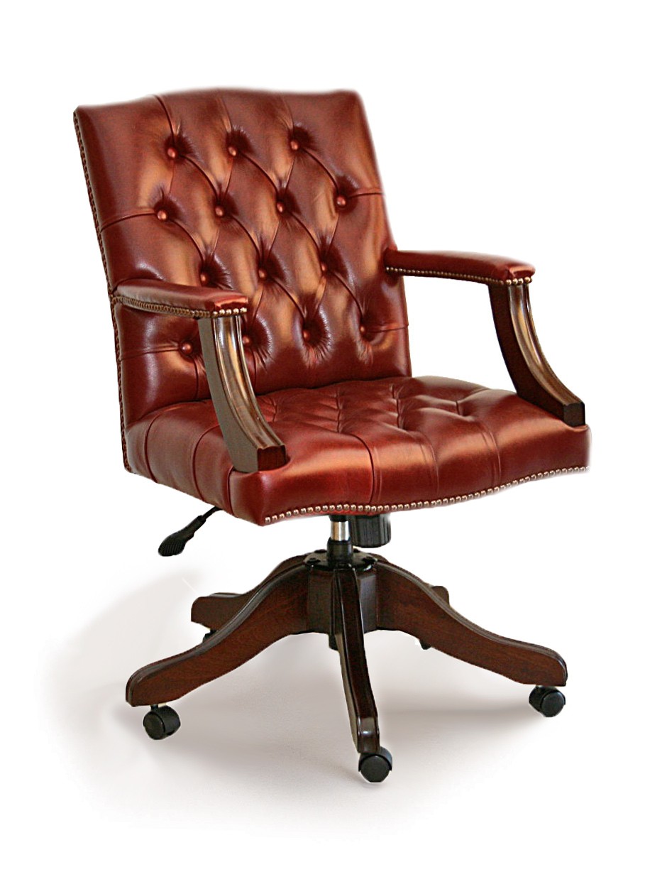 Richmond Traditional Handmade English Leather Chesterfield Swive
