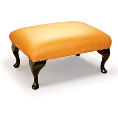Queen Anne Footstool Plain Top Queen Anne Handmade Traditional English Footstool Leather Plain
