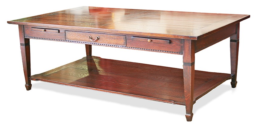 Classic Solid Oak Coffee Table with Secret Compartment