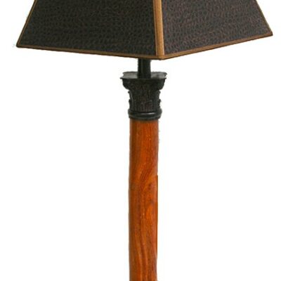 Side Lamp Traditional Handmade English Croc Shade Wood Column