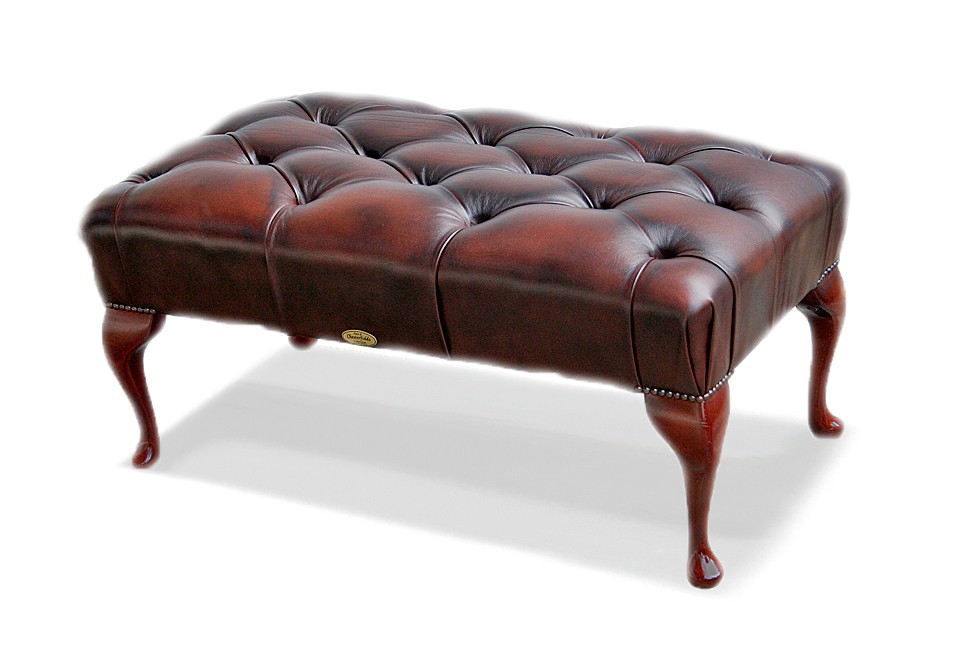 Queen Anne Traditional Handmade Leather Chesterfield Seat Footst