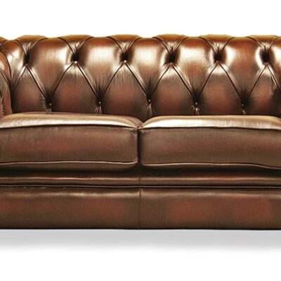 Riley 2 Seater Traditional Handmade English Leather Chesterfield