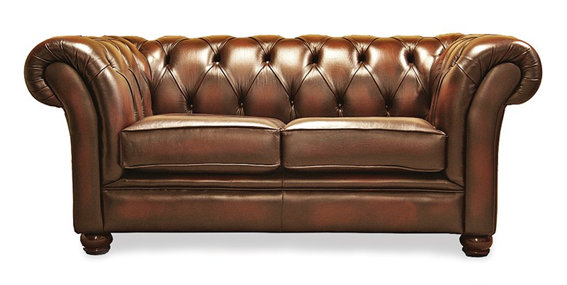 Riley 2 Seater Traditional Handmade English Leather Chesterfield