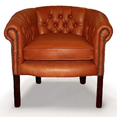 Victorian Tub Handmade English Leather Chesterfield Chair