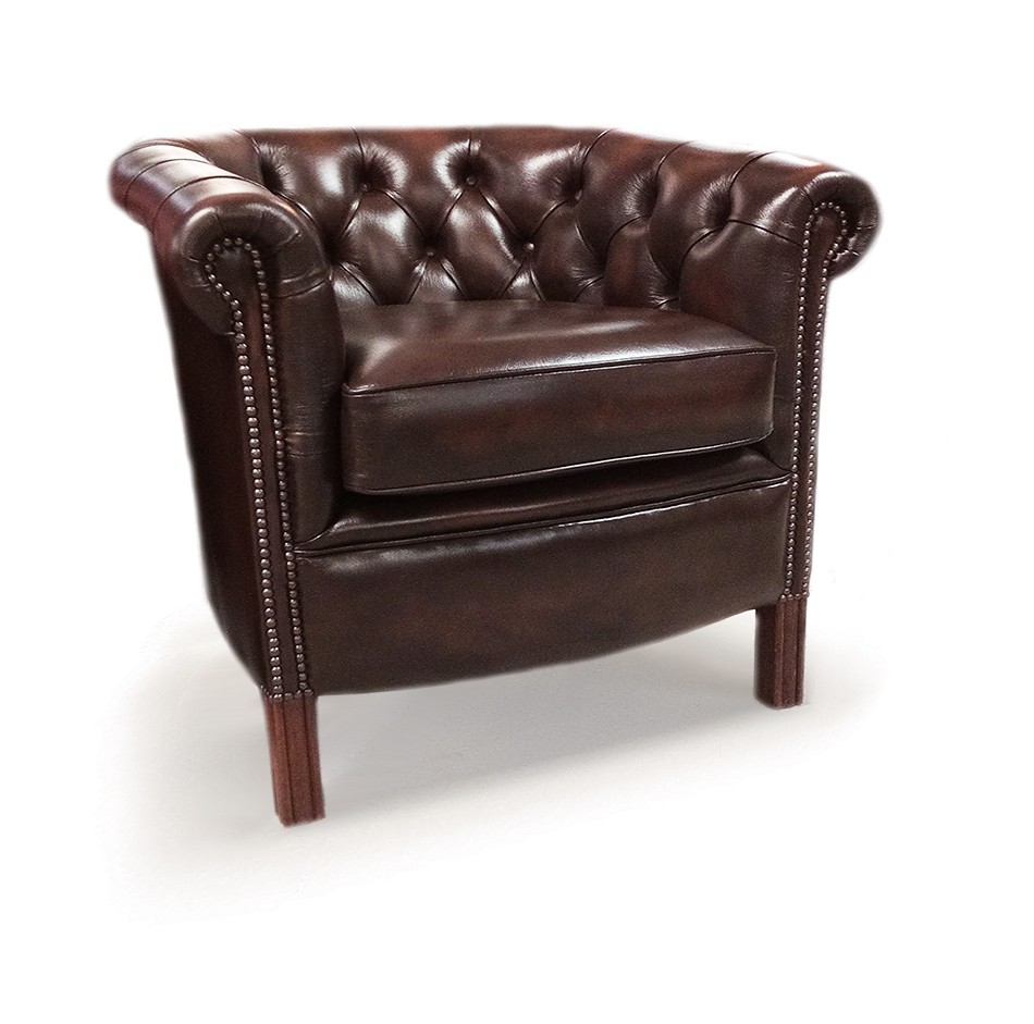 Victorian Tub Handmade Leather Chesterfield Chair Low Boarder