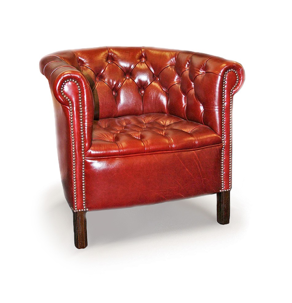 Victorian Tub Handmade Leather Chesterfield Chair Low Boarder
