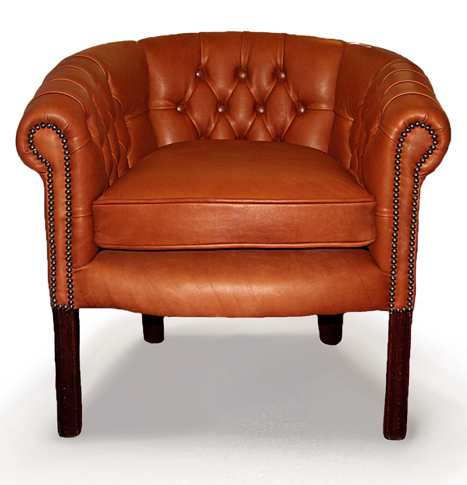 Victorian Tub Handmade Leather Chesterfield Chair Low Boarder