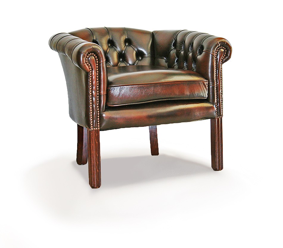 Victorian Tub Handmade Leather Chesterfield Chair Low Boarder