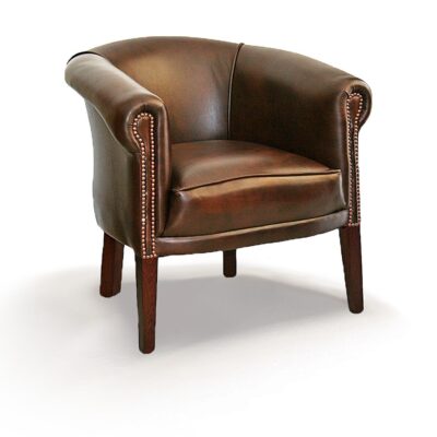 Victorian Tub Handmade Leather Chesterfield Chair Plain Back