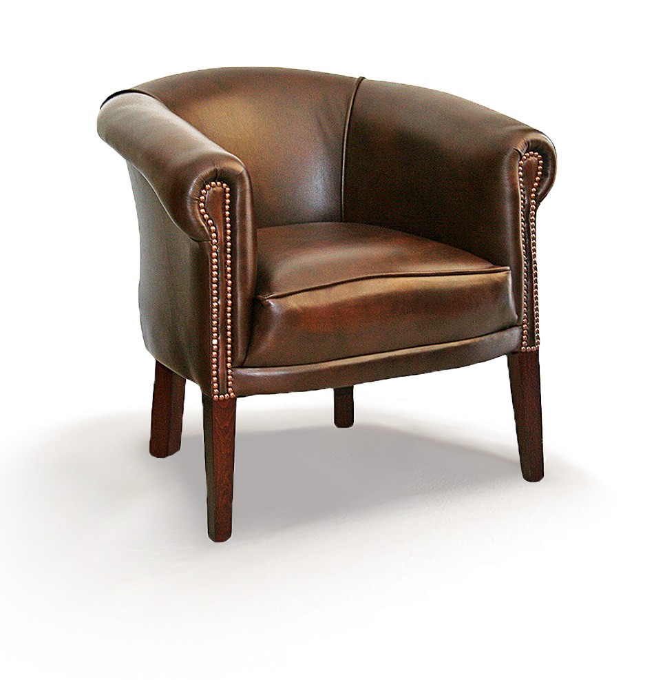 Victorian Tub Handmade Leather Chesterfield Chair Plain Back