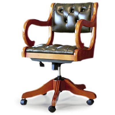 London City Handmade Leather Chesterfield Swivel