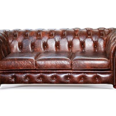 Riley 3 Seater Handmade English Leather Chesterfield