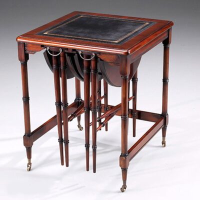 Nesting Tables Traditional Handmade English Leather Top
