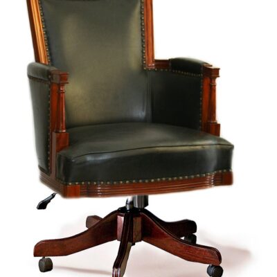 Black Leather Traditional Handmade Office Chair