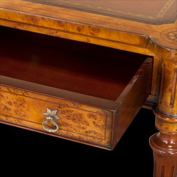 Henry Handmade Traditional English Leather Top Writing Table