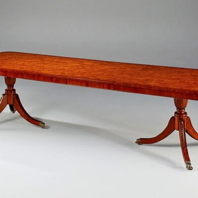 Dining Table Traditional English Extendable Burl Top