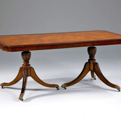 Dining Table Traditional Handmade English Burl Top