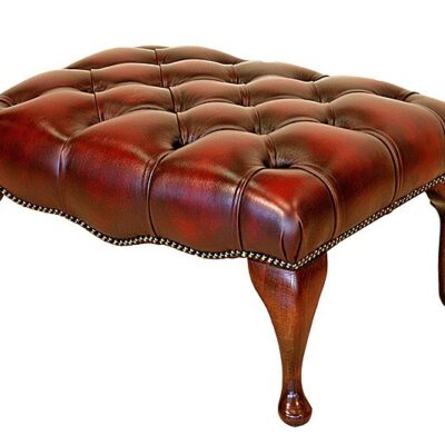 Queen Anne Footstool Large Queen Anne Handmade Traditional English Leather Footstool Large