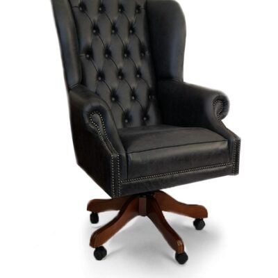 Sheraton Traditional Handmade English Leather Chesterfield Swive