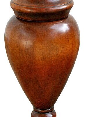 Urn Traditionally Handmade in Solid Walnut with Brass Finial