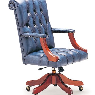 Edinburgh Traditional English Leather Chesterfield Swivel Chair