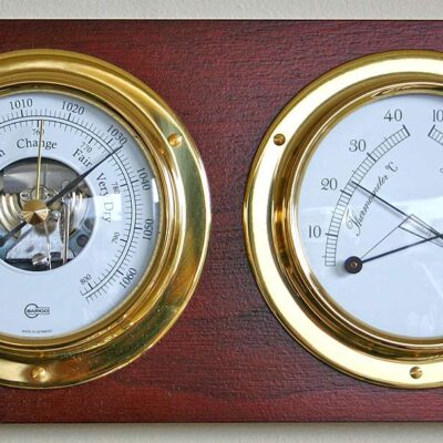 Barometer Thermometer Hydrometer on Solid Wood base Wall Mounted