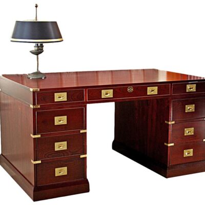 Military Traditional English Handmade Pedestal Desk