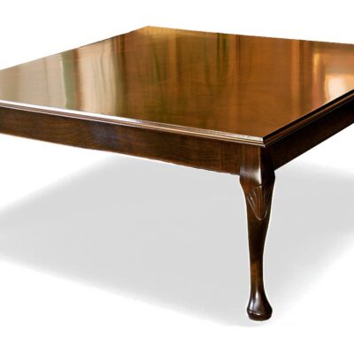 Queen Anne Coffee Table polished top in Curl Mahogany