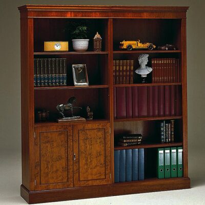 Two Piece Traditional Handmade English Mahogany Bookcase