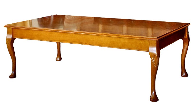 Queen Anne Handmade Traditional English Burr Top Coffee Table