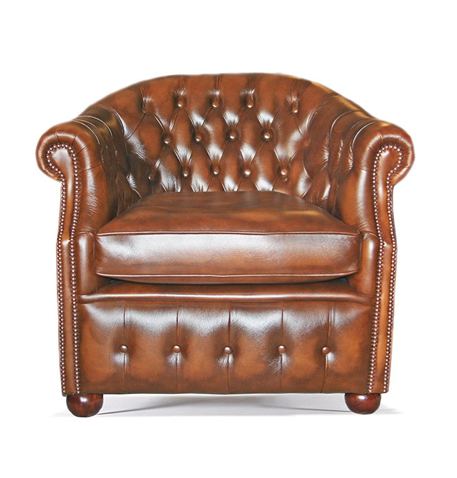 Tiffany Tub Handmade Leather Chesterfield Chair Extra Wide