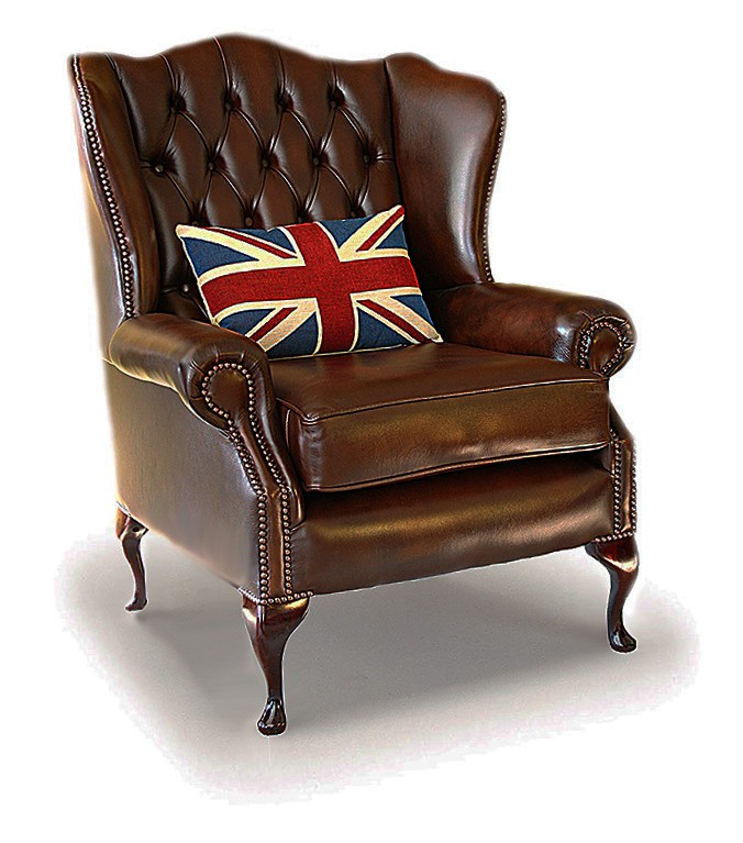 Classic Wing English Leather Chesterfield Chair