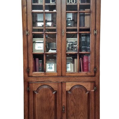 Solid Oak Glazed English Bookcase