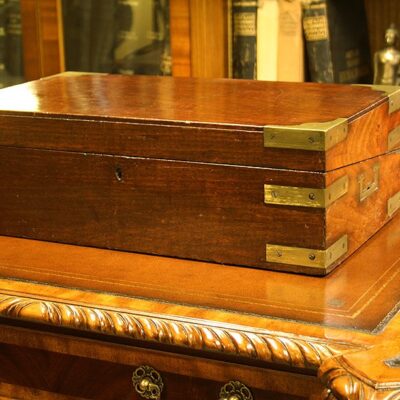 Walnut Victorian Brass Bound Writing Slope