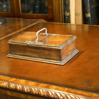 Oak Vintage Desk Tidy with carrying Handle
