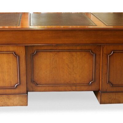 Executive Handmade English Yew Pedestal Desk