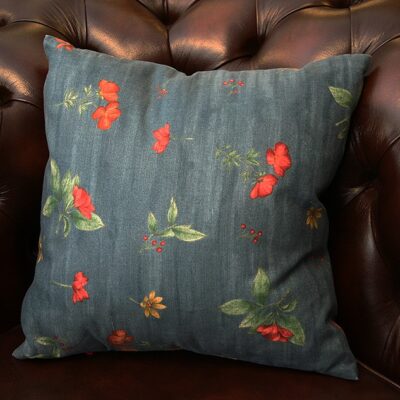 Floral Springs Print in Blue Cushion